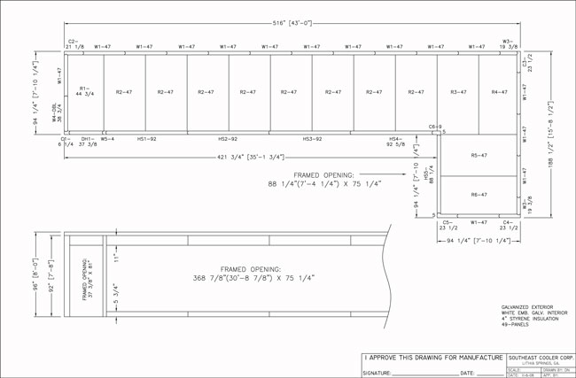 SEC Glass Door L-Shaped Cooler Drawing